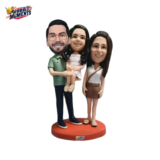 Handmade Custom Family Bobblehead Personalized Figurines for 3 People from Photo, Customized Sculpting Bobble Head Figures