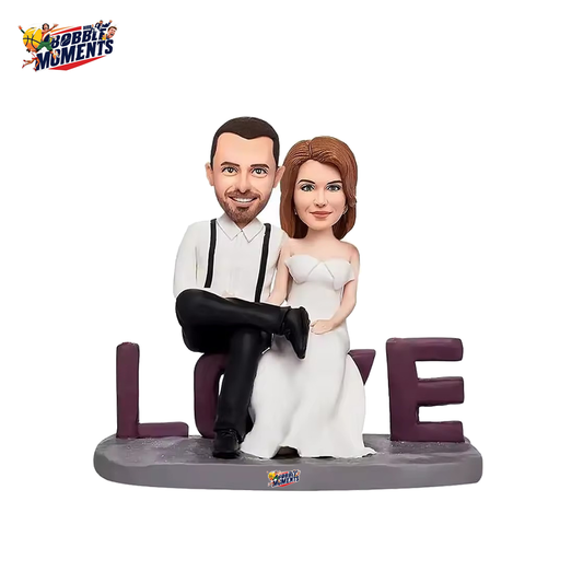 Bobblehead Figurine and Groom and Bride Fully Customizable Wedding Cake Topper Wedding Couple Doll Personalized Sculpture