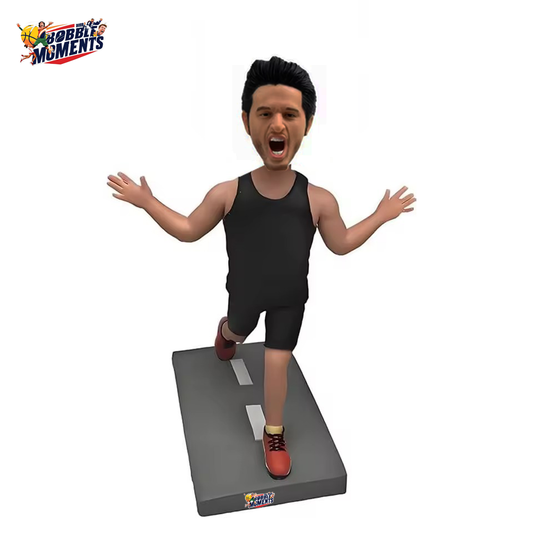 Marathon Custom Bobblehead Figure on Running Track Base,Man Runner to Take The Lead,Running Like A Pro,Sports Hobbies Per