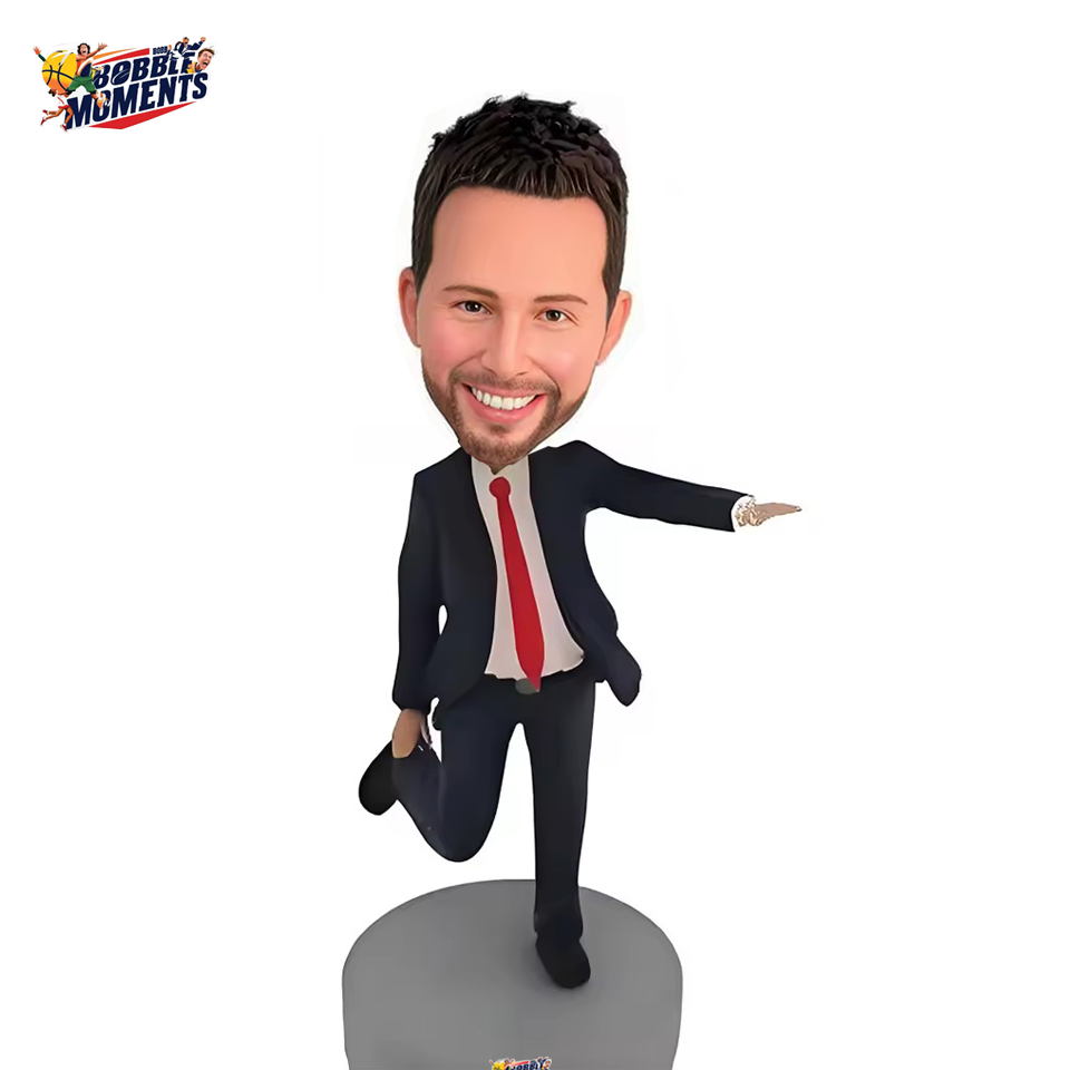 Funny Business Boss Suit Man,Custom Full Bobblehead,Handmade Polymeric Clay, Unique Gift for Family, Boss,Office Colleagues